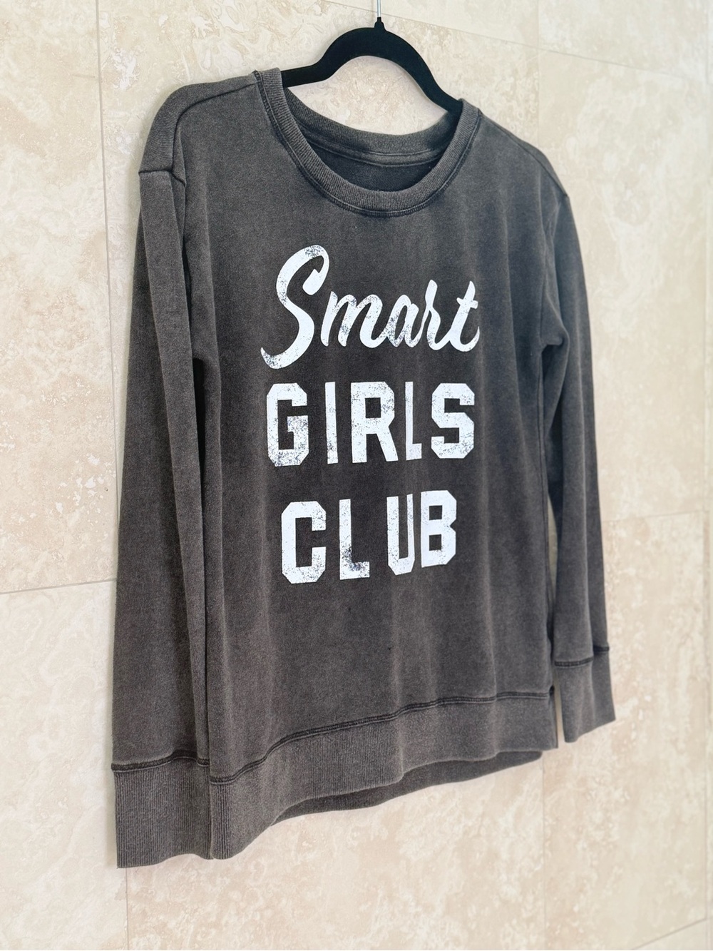 Justice Smart Girls Club Black Cropped Sweatshirt Pullover Size 14/16 EUC - Picture 3 of 9